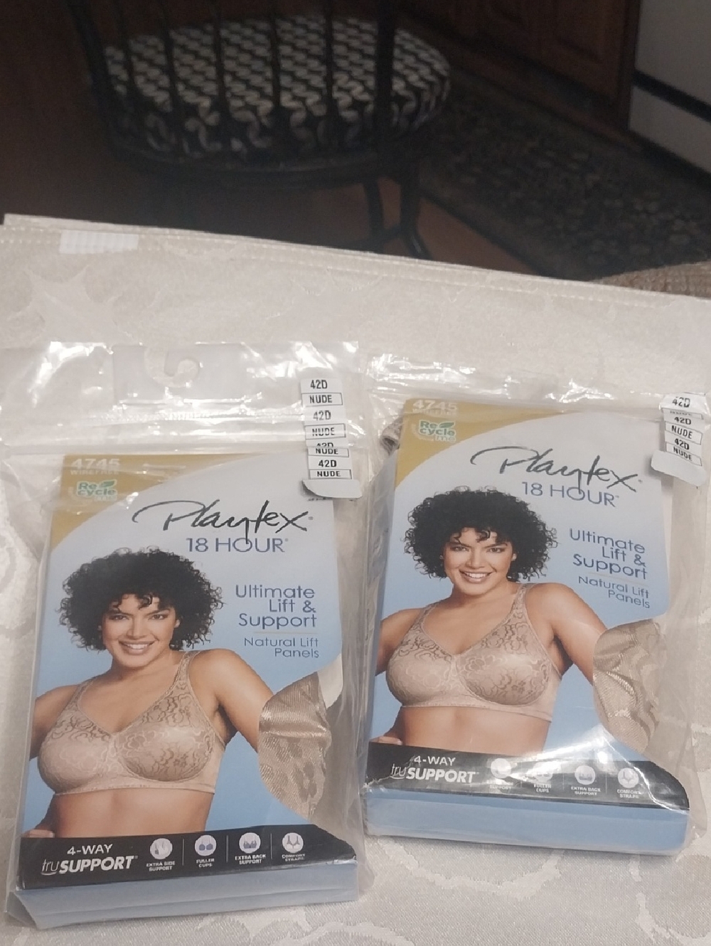 Playtex Bundle Of 2 NWT 18 Hour Ultimate Lift & Support Bras Size 42D Nude 4745